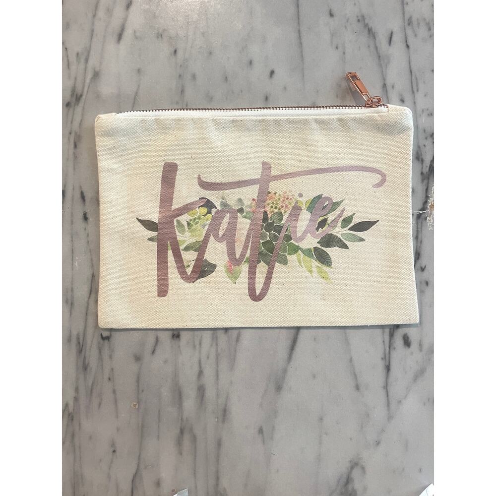 Jon Hart Design Aqua Makeup Cosmetic Travel Pouch Personalized Katie Zip Bag - Picture 9 of 13